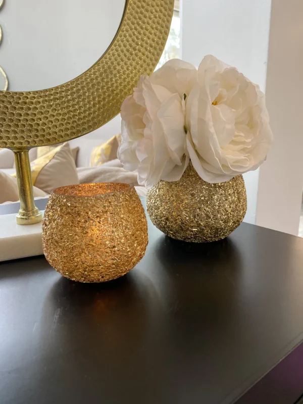 Inspire Me! Home Decor Gold Jeweled Votive (2 Sizes)