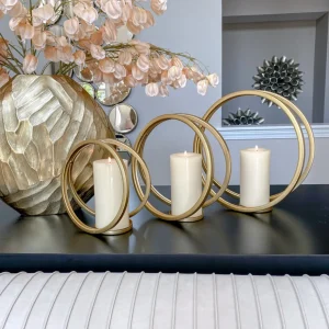 Inspire Me! Home Decor Gold Circle Candle Holders (Set Of 3)