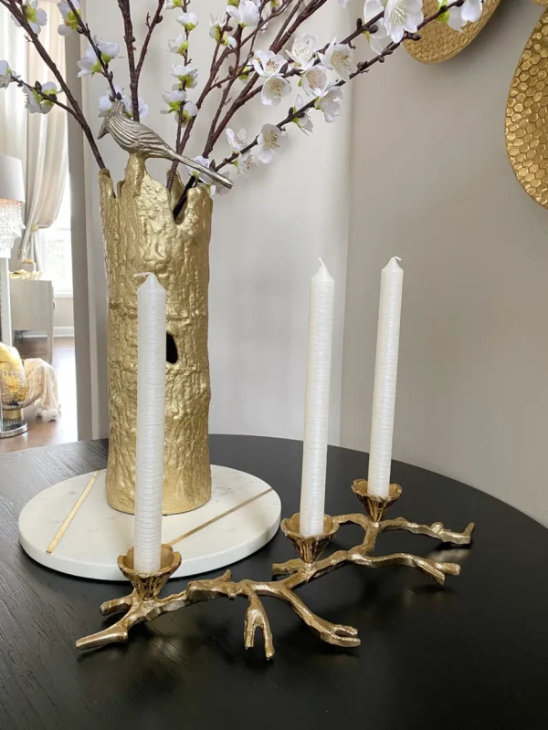 Inspire Me! Home Decor Gold Branch Triple Candle Holder