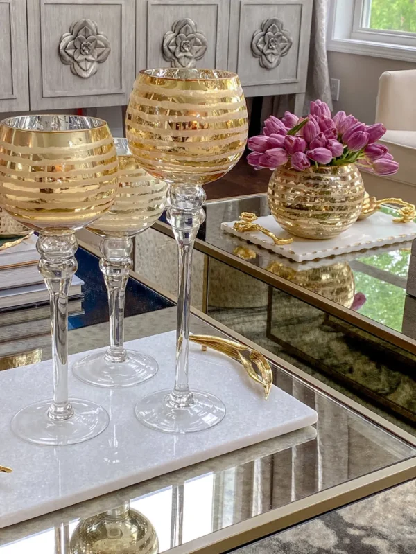 Inspire Me! Home Decor Gold Detailed Goblet Set Of 3