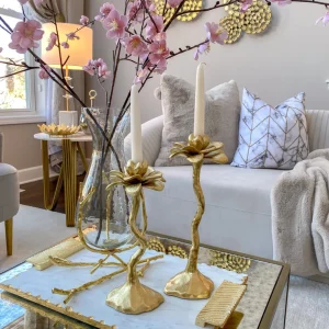 Inspire Me! Home Decor Gold Floral Candle Stick (2 Sizes)