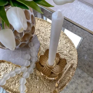 Inspire Me! Home Decor Gold Lotus Flower Candle Holder