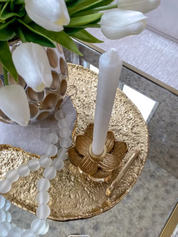 Inspire Me! Home Decor Gold Lotus Flower Candle Holder