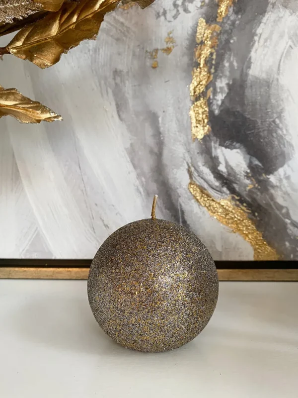 Inspire Me! Home Decor Gold Orb Candle With Gold Shimmer Finish