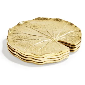 Inspire Me! Home Decor Golden Lily Leaf Coasters, Set Of 4