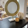 Inspire Me! Home Decor Gold Hammered Texture Tabletop Mirror W/ Marble Base