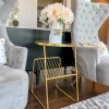 Inspire Me! Home Decor Gold Metal Mirrored Side Table With Rack