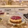 Inspire Me! Home Decor Gold Leaf Detailed Cake Plate W/ Textured Glass Dome