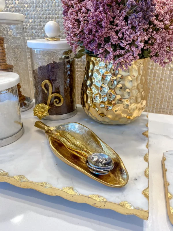 Inspire Me! Home Decor Gold Wavy Leaf Tray