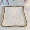 Inspire Me! Home Decor Gold And White Beaded Square Platter