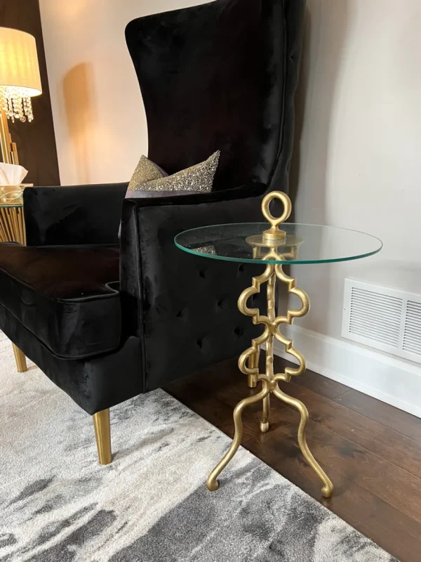 Inspire Me! Home Decor Gold Metal Side Table With Glass Top