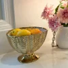 Inspire Me! Home Decor Gold Ceramic Ribbed Footed Bowl