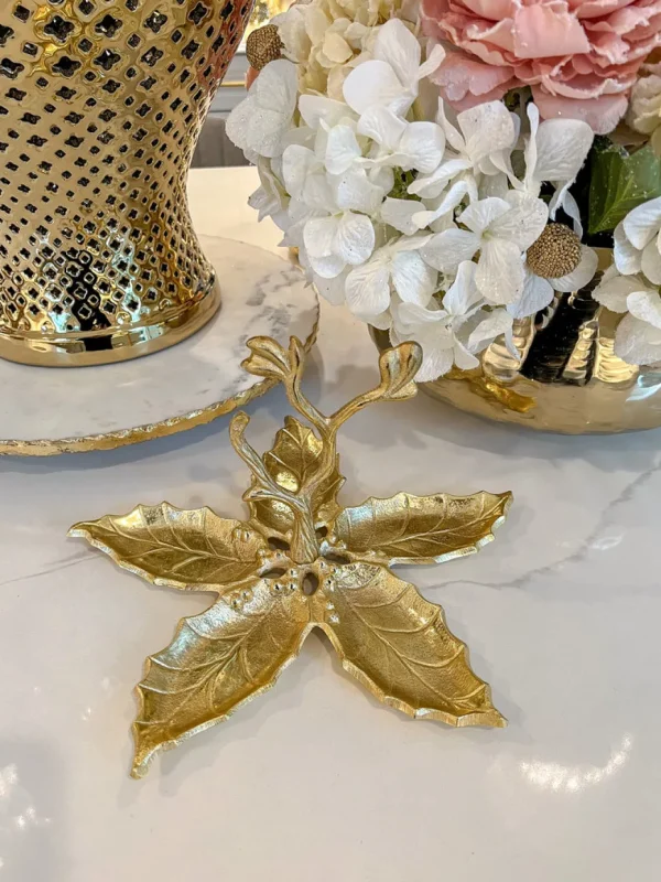 Inspire Me! Home Decor Gold Metal Five Section Leaf Snack Dish