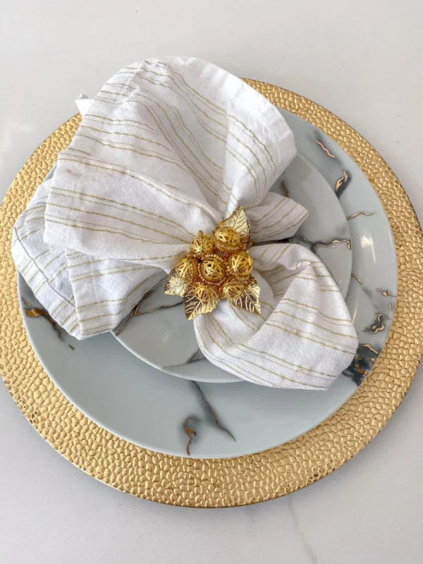 Inspire Me! Home Decor Gold Orb And Leaf Napkin Rings (Set Of 4)