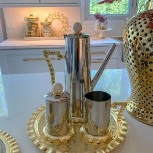 Inspire Me! Home Decor Gold Textured Ruffle Coffee/Tea Set Collection (4 Items Sold Individually)