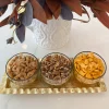 Inspire Me! Home Decor Gold Ripple Edge Serving Tray With 3 Glass Bowls