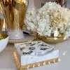 Inspire Me! Home Decor Gold White Marble Napkin Holder/Tray With Ruffled Border