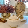 Inspire Me! Home Decor Gold And White Beaded Soup Tureen & Ladle