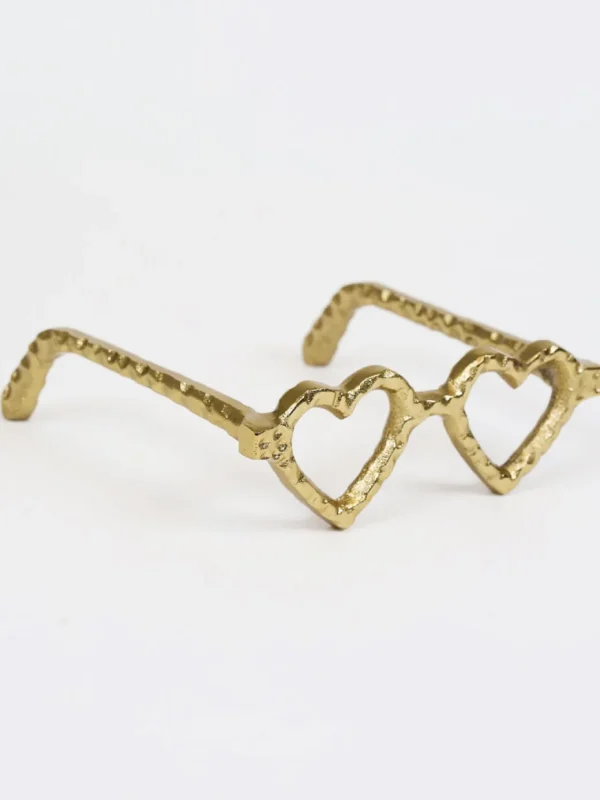 Inspire Me! Home Decor Gold Heart Eyes Glasses Decorative Sculpture