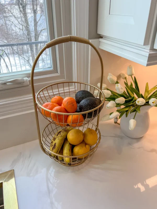 Inspire Me! Home Decor Gold Metal Two Tier Storage Basket