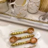 Inspire Me! Home Decor Gold Hammered Handle Wooden Tea Spoon (Set Of 4)