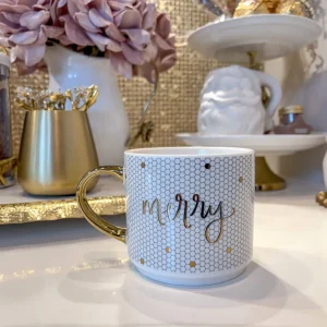 Inspire Me! Home Decor Gold Merry Mosaic Mug