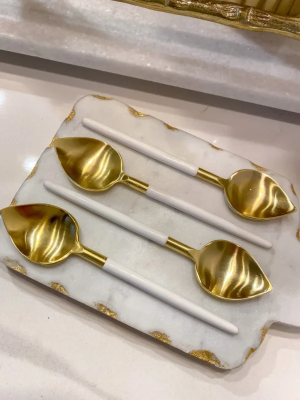 Inspire Me! Home Decor Gold Spoons With White Handle (Set Of 4)