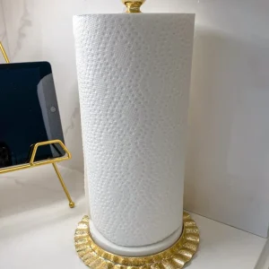 Inspire Me! Home Decor Gold Ripple Edge Paper Towel Holder With Marble Base (2 Colors)