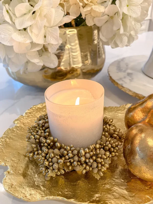 Inspire Me! Home Decor Gold Beaded Candle Wreath