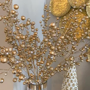 Inspire Me! Home Decor Gold And Silver Glitter Berry Stem