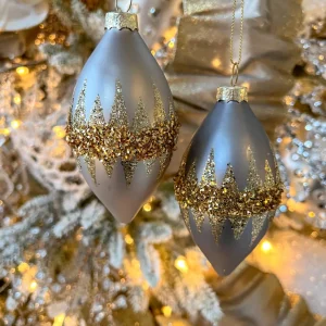 Inspire Me! Home Decor Gold Double Point Glittered Beaded Ornaments (2 Colors)