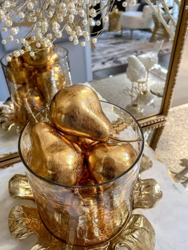 Inspire Me! Home Decor Gold Metallic Decorative Pears (Set Of 4)