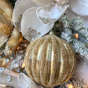 Inspire Me! Home Decor Gold Ribbed Orb Ornaments (2 Colors)