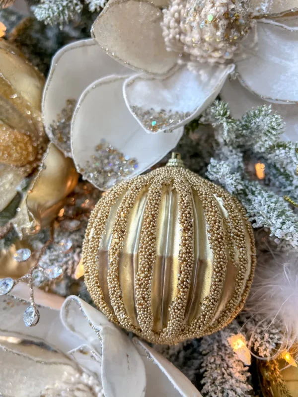 Inspire Me! Home Decor Gold Ribbed Orb Ornaments (2 Colors)