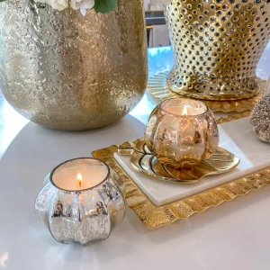 Inspire Me! Home Decor Gold Mercury Glass Pumpkin Scented Candle