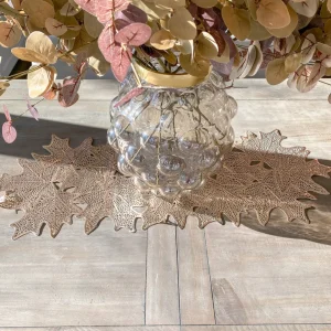 Inspire Me! Home Decor Gold Metallic Maple Leaf Table Runner