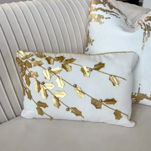 Inspire Me! Home Decor Gold Poinsettia Branch Pillow (2 Colors)