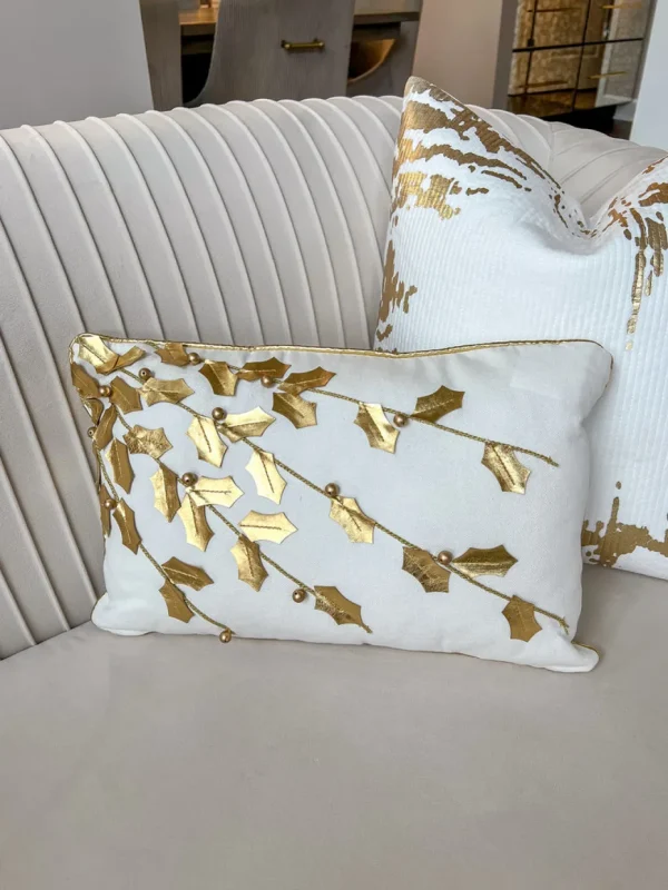 Inspire Me! Home Decor Gold Poinsettia Branch Pillow (2 Colors)