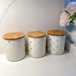 Inspire Me! Home Decor Gold Polka Dots Lidded Jar