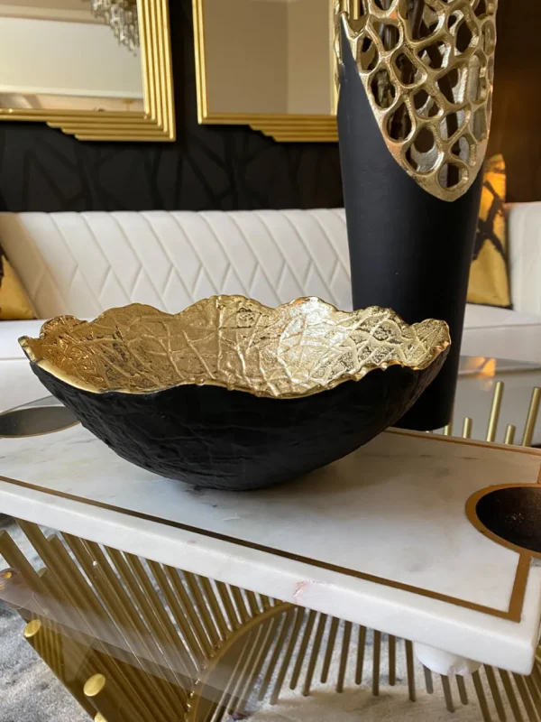 Inspire Me! Home Decor Gold And Matte Black Bowl W/ Textured Finish