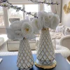 Inspire Me! Home Decor Gold And White Lattice Tapered Vase (2 Sizes)