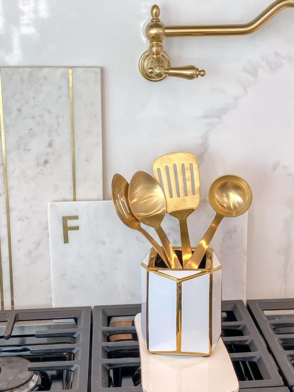 Inspire Me! Home Decor Gold And White Octagon Vase