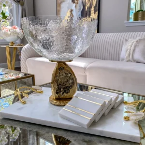 Inspire Me! Home Decor Gold Geode Base Pedestal Bowl