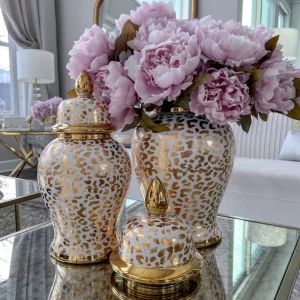 Inspire Me! Home Decor Gold Leopard Print Ginger Jar (2 Sizes)