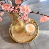 Inspire Me! Home Decor Gold Metal Wood Pattern Round Tray