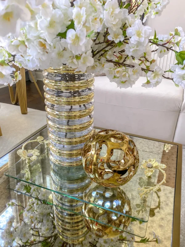 Inspire Me! Home Decor Gold Ribbed Glass Vase (2 Sizes)