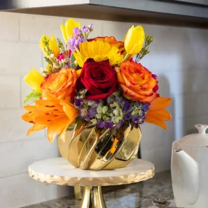 Inspire Me! Home Decor Gold Wavy Design Vase (2 Sizes) ” From Pops Of Color Home Collection”