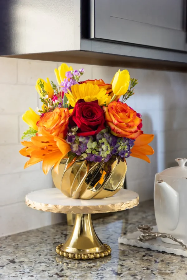 Inspire Me! Home Decor Gold Wavy Design Vase (2 Sizes) ” From Pops Of Color Home Collection”