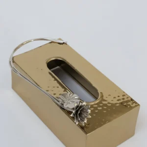 Inspire Me! Home Decor Gold & Silver Metal Tissue Box Cover With Floral Detail