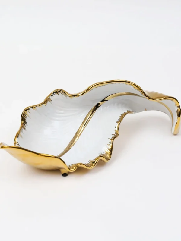 Inspire Me! Home Decor Gold And White Scalloped Tray